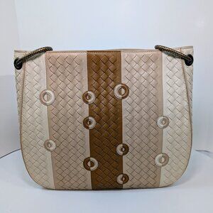 Bottega Venetta Beige/Tan/Brown Intrecciato Nappa Target Bag